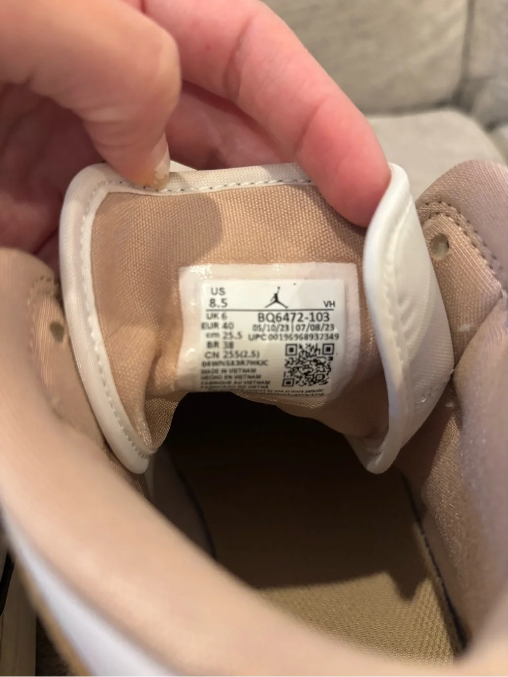 Jordan Women’s Mid-Top Sneakers in Beige and White